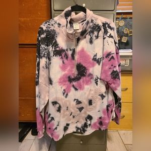 PINK - tye dye 1/4 -zip hoodie